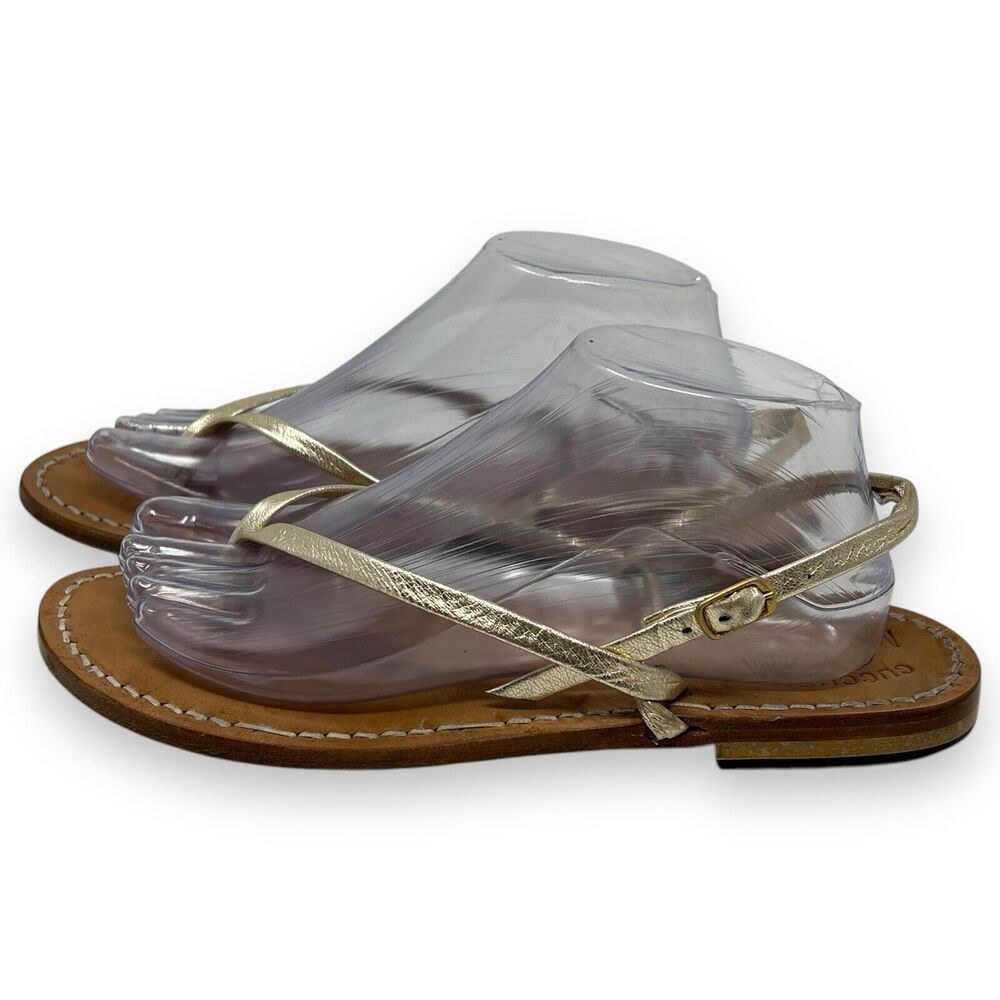 Cuccurullo Moda Capri Leather Strappy Sandals Gold Women’s EU 41 US 10